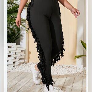 Forever 21 Black Fringe Leggings
